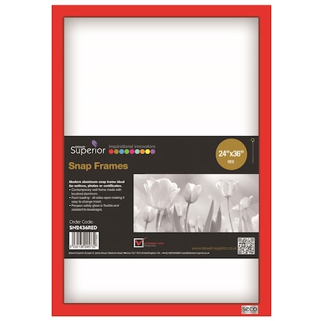 Seco Poster Snap Frame, 24" x 36", 1" Profile, Red SN2436RED